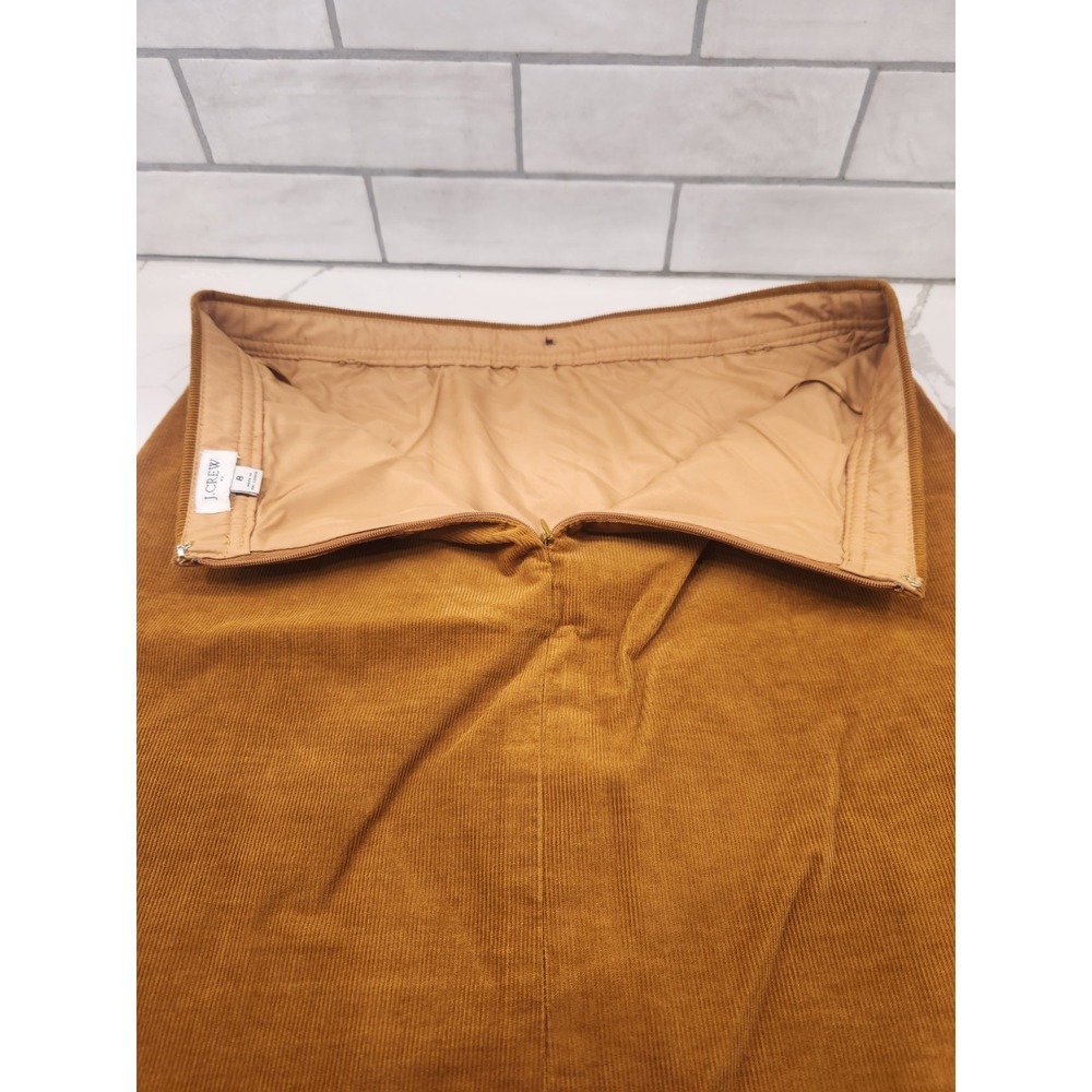 J. Crew Brown Corduroy 6‎ Button Mustard Brown Zip Back Lined Mini Skirt Size 8 - Picture 4 of 12